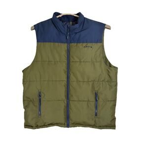 Orvis Puffer Vest Men 2XL Green/Blue Full Zip Outdoor Cabincore Hunting XXL